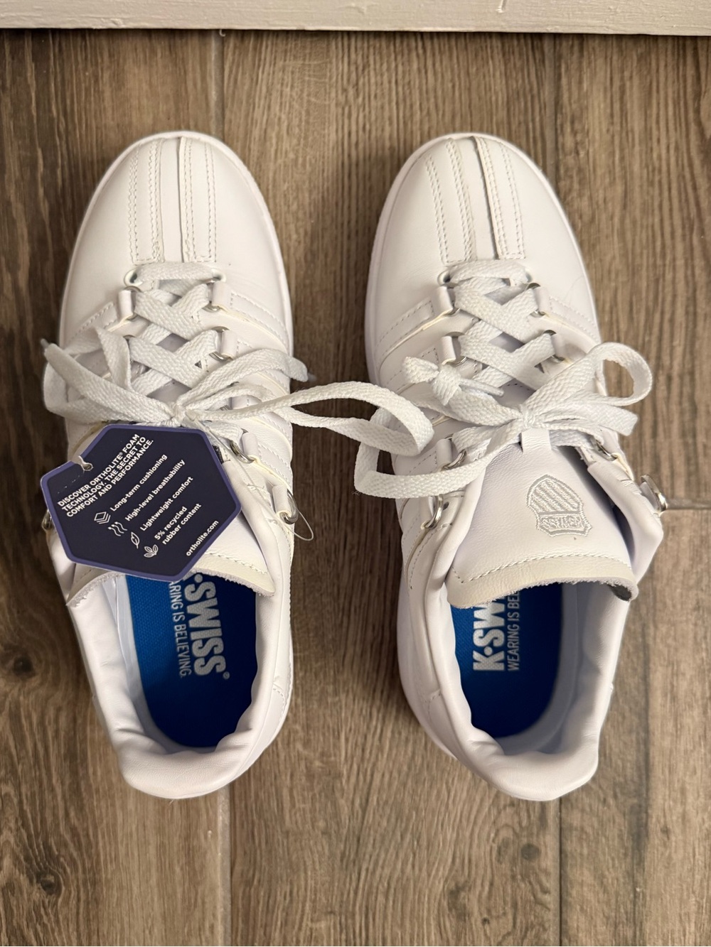 NWT K-Swiss VN White Platform Classic Sneakers! With Ortholite, Sz 7.5